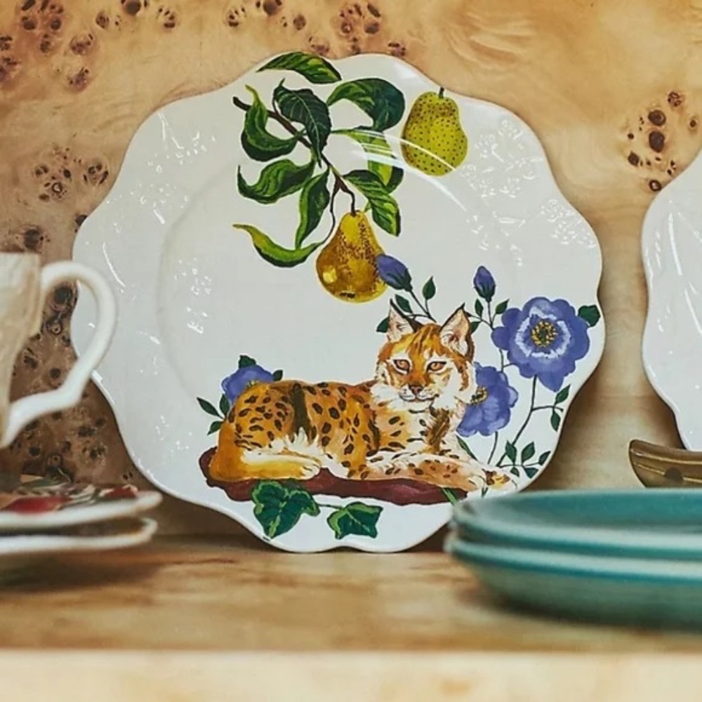 Anthropologie Natalie Lete Marias Stoneware Dessert Plate - lynx